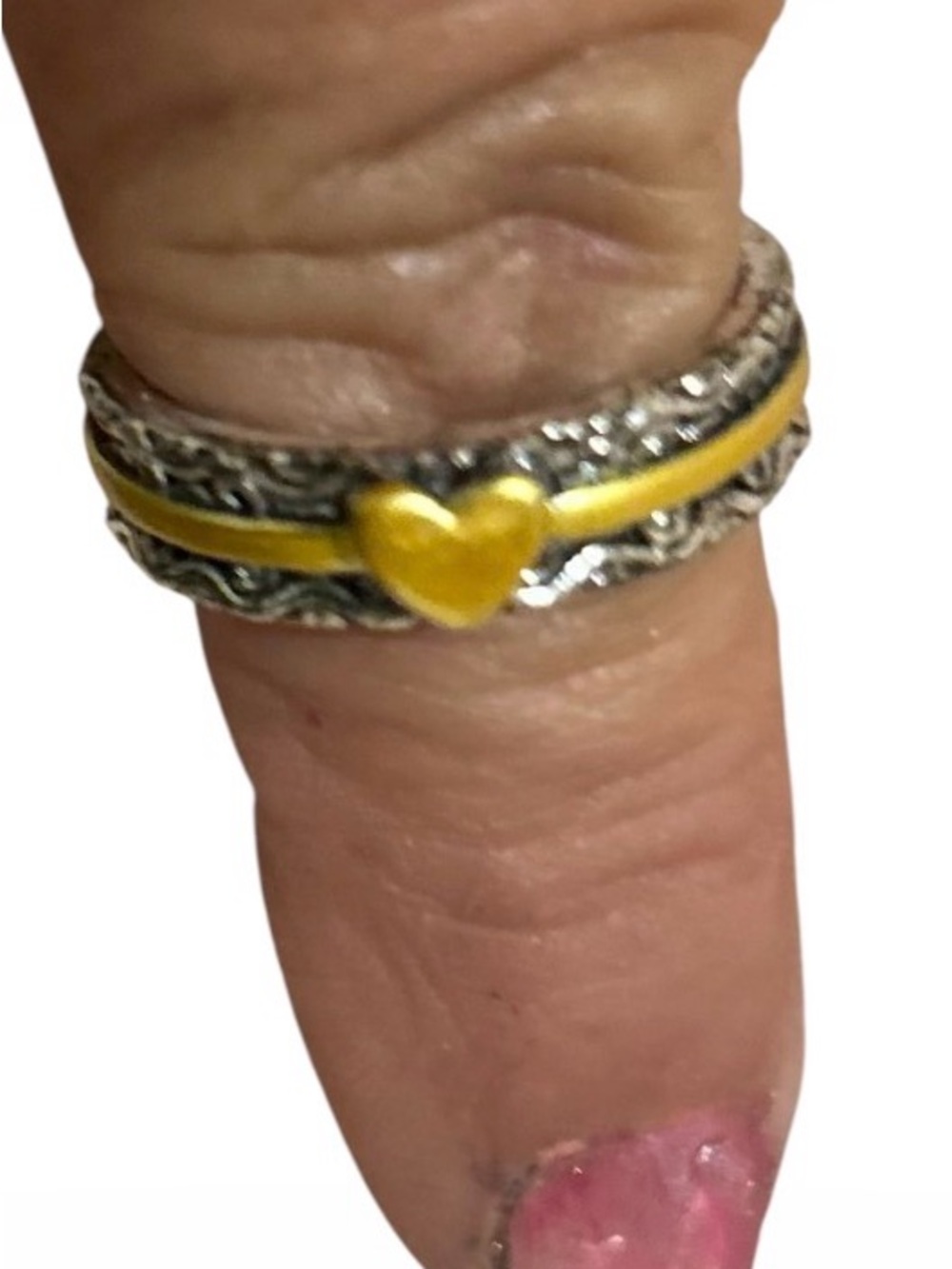 Mixed-Metal Stackable Ring with Yellow Heart Accent